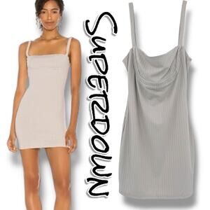 Superdown Abra Mini Dress Gray Ribbed Bodycon Night Out Womens Size Small
